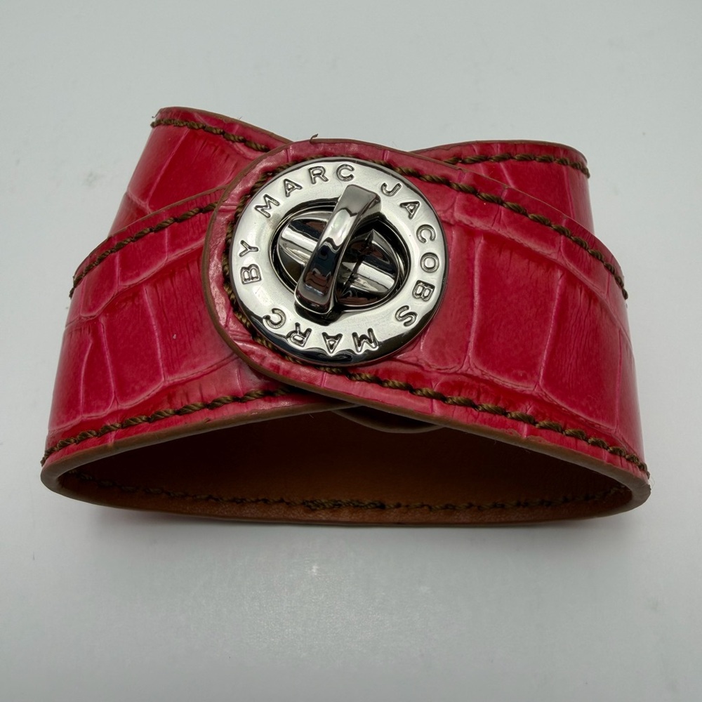 Marc Jacobs Red Leather Bracelet with Silver Accent
